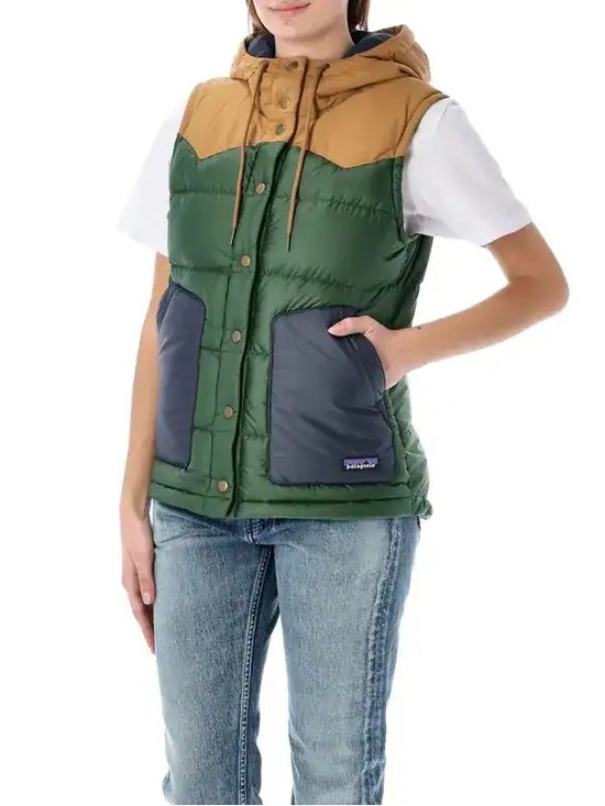 Patagonia Jackets & Blazers - Patagonia Women’s Hooded Bivy Hoooded Down Vest - Green/Tan